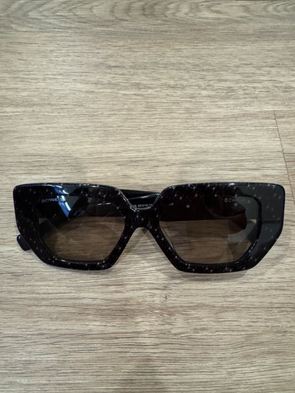 CHANEL Oversized Square Sunglasses Black Purple 50mm - Picture 4 of 5